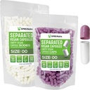 XPRS Nutra Vegan Størrelse 00 Separated Kapsler - 500 Grev Premium Tomme Kapsler Separeret i poser - 00 Piller Tom for DIY Supplement Fyldning (Lavendel / Hvid)