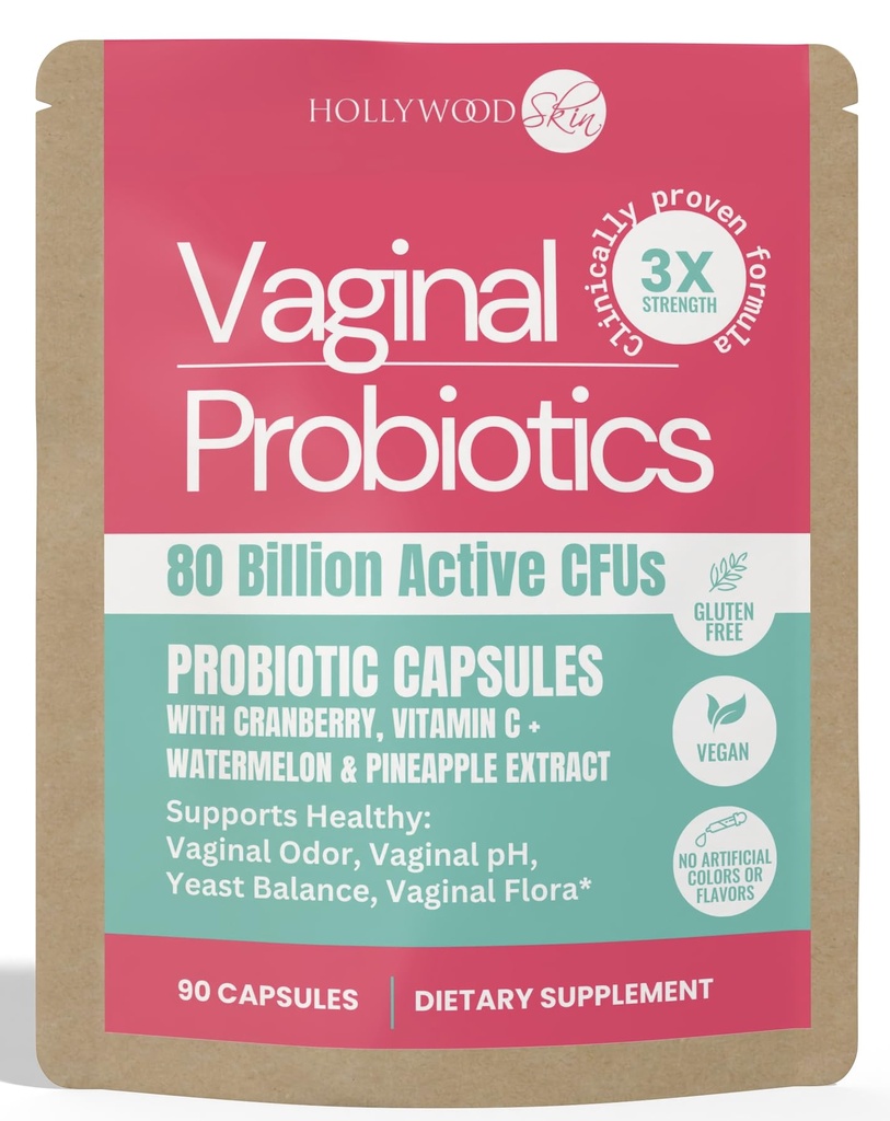 Vaginal Probiotic for Women | 80 Billion CFUs | 3X Stronger Formula with Lactobacillus rhamnosus GR-1, L. reuteri RC-14, Prebiotics, Vitamin C & D3 | Fast-Acting Odor & pH Support | 90 Capsules
