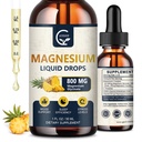 (2 Pack) Magnesium Glycinate Liquid Drops (124; 1000mg Liquid Magnesium Complex) med D3, L- Thea & GABA for Energy, Sleep, Nerve og Heart Health, High Absorption, Pineapple Flavor