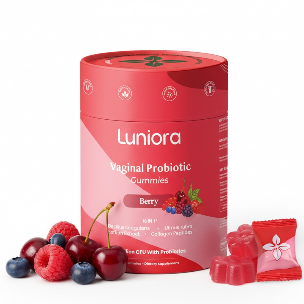 16-in-1 Vaginal Probiotic Gummies for Women – Berry Feminine Balance Gummies with 4.7B CFU Probiotics, Cranberry, Prebiotic Fiber & Collagen – Vaginal Health & pH Balance Support – 60 Gummies