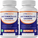 Vitamatic Lactobacillus Gasseri - 12 Billion per DR Capsule - 60 Count - Digestive Support - Made with Prebiotic Inulin Fiber- 2 Pack