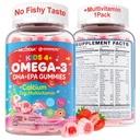 Nextdia Omega 3 (EPA/DHA) Filled Gummies for Kids Teen with Multivitamin, Calcium + D3 + K2 + Zinc, Plus Vitamin A B1 B2 B12 C, Selenium, Iodine for Brain, Eye, Bone, Energy, No Fish Taste, Sugar Free