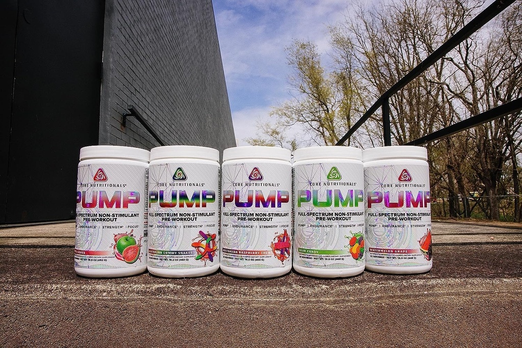 Core Nutritionals Pump Full- Spectrum Non- Stimulant Pre- Workout, med N03T Nitrat, Peak02, Alpha GPC, for maksimal Pump, Styrke og ydeevne 20 Servering (Strawberry Colada)