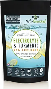 Elektrolytpulver Infunderes med 95% Pure Organic Curcumin fra gurkemeje - Sport Energy Drink Mix - Hydrering Powder Sugar Free - Lemon Flavor gurkemeje drik - 250g