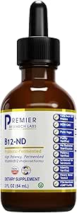 Premier Research Labs B12- ND - Vitamin B12 Liquid, B12 Sublingual, B12 Vitamin, B12 Drops, B- 12 Tinktur med Methylcobalamin, Adenosylocobalamin, Hydroxcobalamin, 1000 mcg B12 Per Servering - 2 Fl Oz