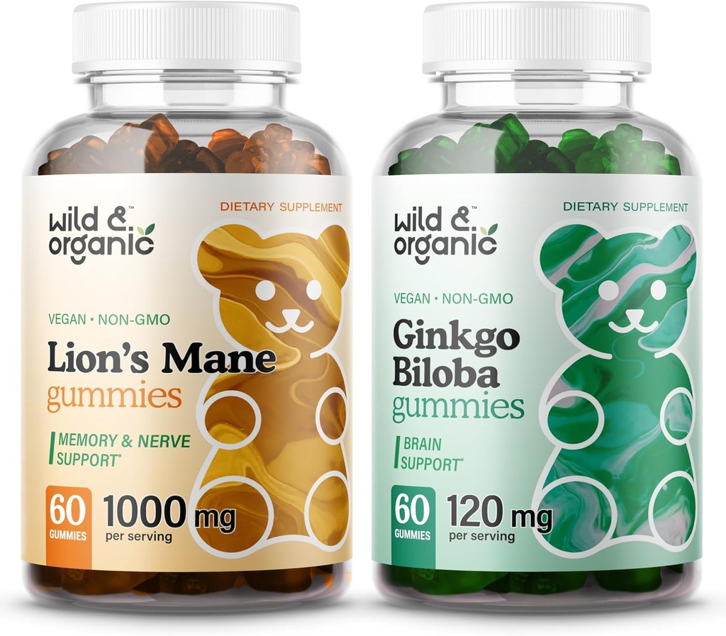 Wild & Organic Lions Mane Gummies & Ginkgo Biloba Gummies