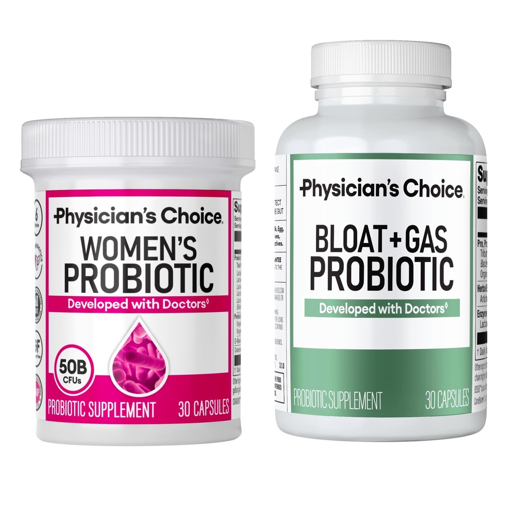 Lægens CHOICE Kvinder Probiotiske 30ct + Bloat & Gas Probiotiske 30ct - Avanceret fordøjelsessygdomme Bundle for kvinder