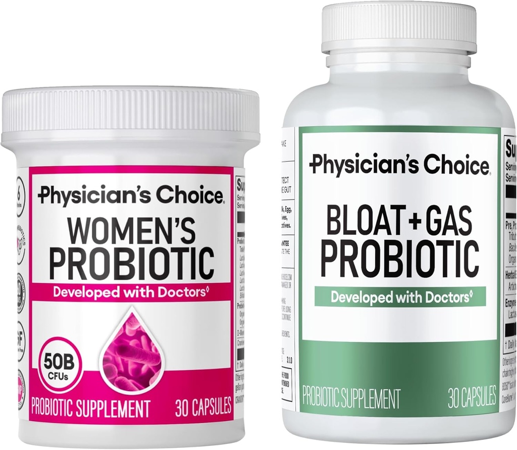 Lægens CHOICE Kvinder Probiotiske 30ct + Bloat & Gas Probiotiske 30ct - Avanceret fordøjelsessygdomme Bundle for kvinder
