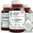 Naturlig Nutra L Lysin HCl, fremmer ben sundhed og vækst, Support Hudsundhed, Forbedre C-vitamin Absorption, Hjælper bygget kollagen, Forbedre Calcium Absorption, Non- GMO, Vegan, 500 mg, 50 kapsler.
