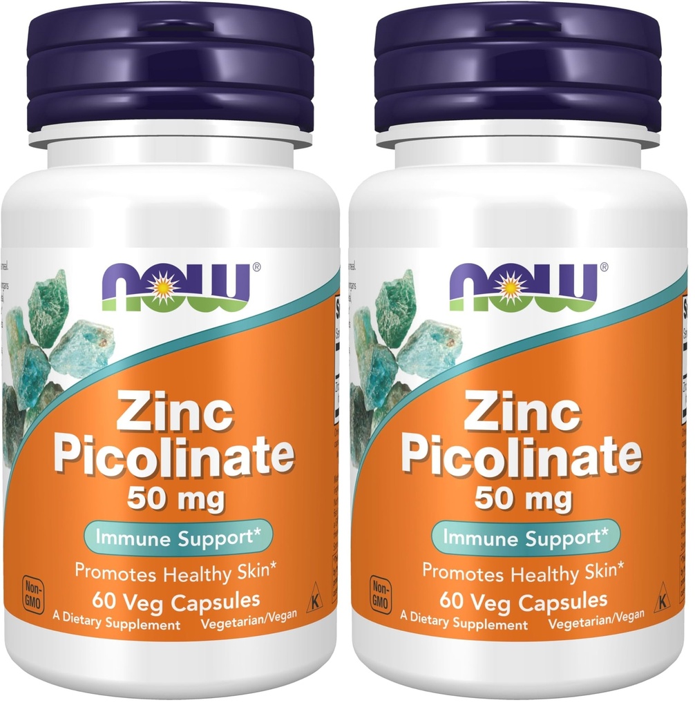 NU Kosttilskud, Zink Picolinate 50 mg, understøtter enzymer funktioner *, immunforsvar *, 60 Veg kapsler (pakke med 2)