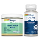 SOLARAY Triple Fiber Powder and ProSorb Berberine Phytosome - Unflavored Daily Fiber Supplement w/Prebiotics, Regularity and Gut Health Support - 9X Absorption Berberine Supplement, Vegan, 30 Serv Ea