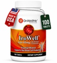 Irowell Iron Tablets 65mg - 100 Tablets for a Full 100- Day Supply Ferrous Fumarate for Energy, Muscle Strength & Immunity - Iron Supplement for mænd og kvinder