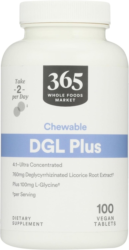 365 af Whole Foods Market, DGL Plus tyggetabletter, 100 tabletter