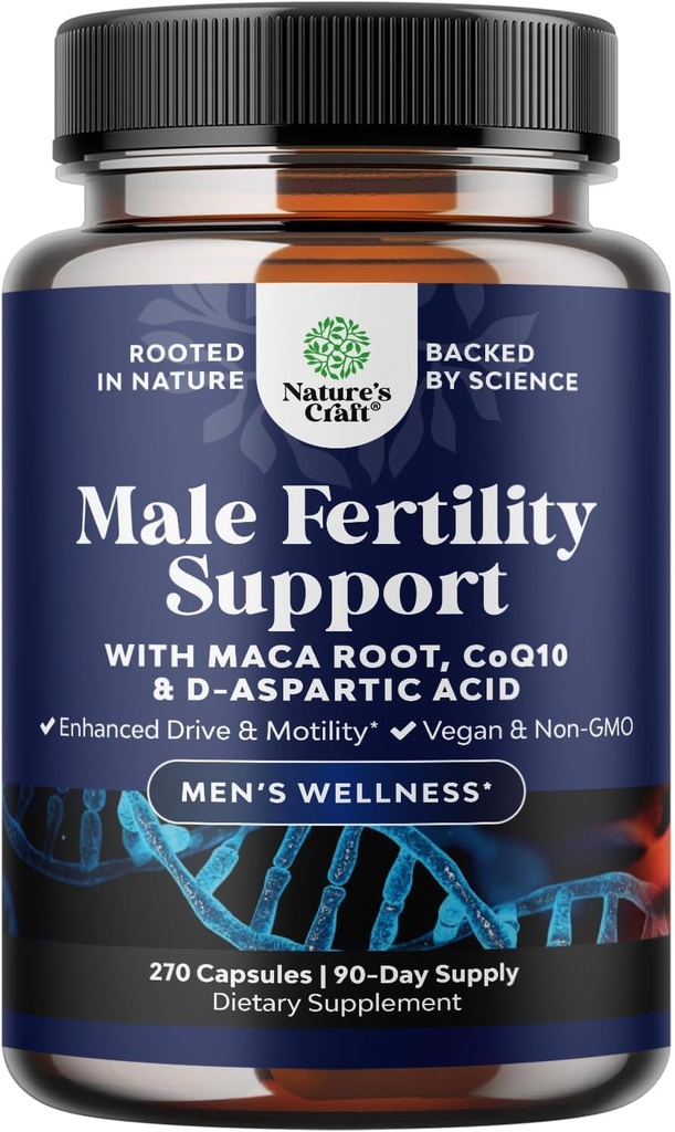 Pre Conception Mand Fertilitet Supplement - Sæden Volume Booster med CoQ10, Maca Root, Methyl Folate & D- Aspartic Acid - Herre Fertilitet Supplement for Sperm Motilitet - Conception for ham, 90 dage