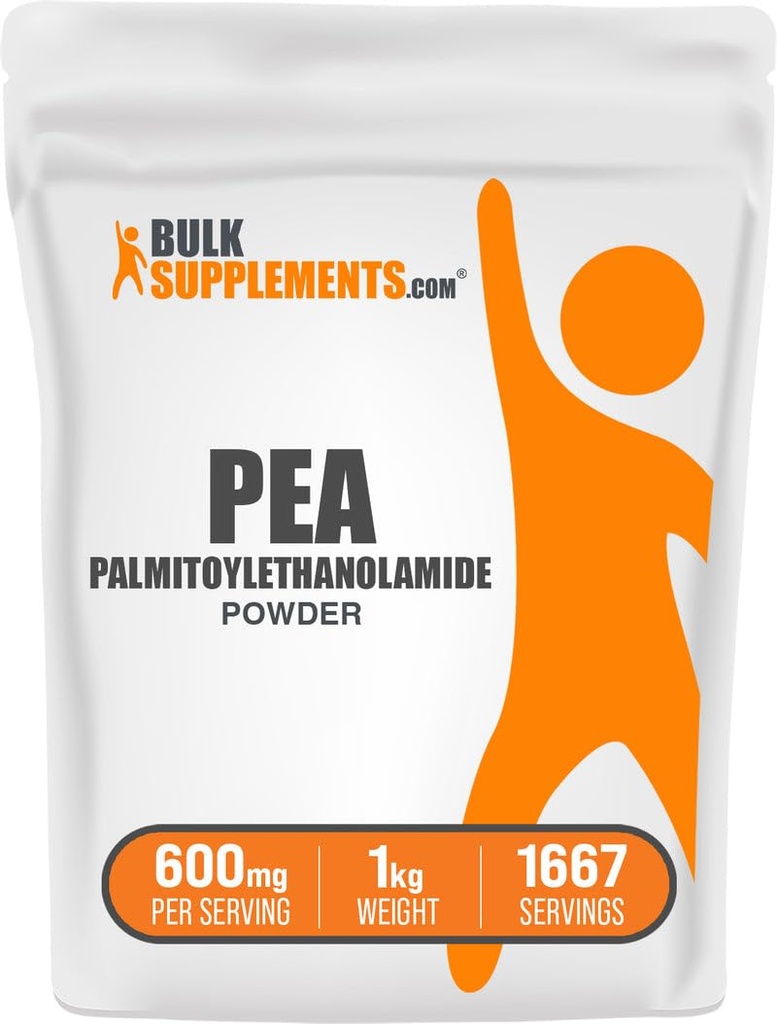 Bulkaddiments.com Palmitoylethanolamid Powder - Pea Supplement, Palmitoylethanolamid til Immune Support - Gluten Free, 600mg per servering, 1kg (2,2 lbs) (Pack of 1)