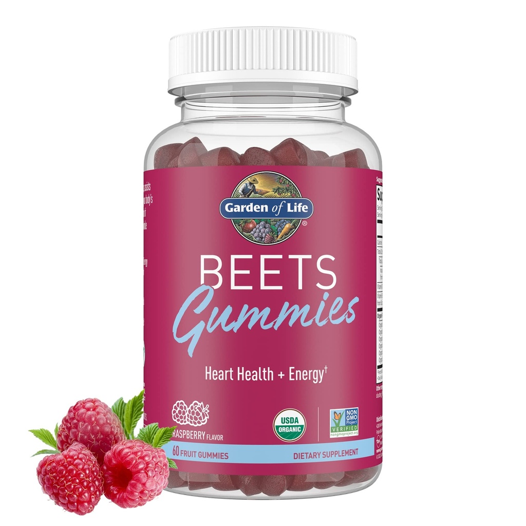 Have Organic Beet Root Gummies Lavet af Pektin med antioxidanter, C-vitamin, D-vitamin & B12 for Heart Health & Energy - Beets Gummies - Vegan, Gluten Gratis, Ikke GMO, Hindbær, 30 Servere