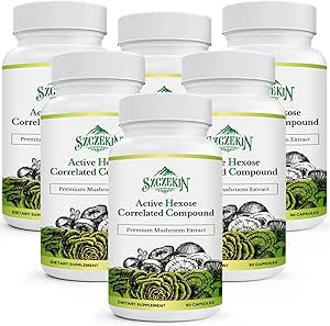 Active Hexose Correlated Compound 1500 mg Supplement, Natural 8 Mushroom Extract Supplement, Immunsystem, Leverfunktion, Natural Killer og T celler Aktivitet, 540 Veggie Kapsler