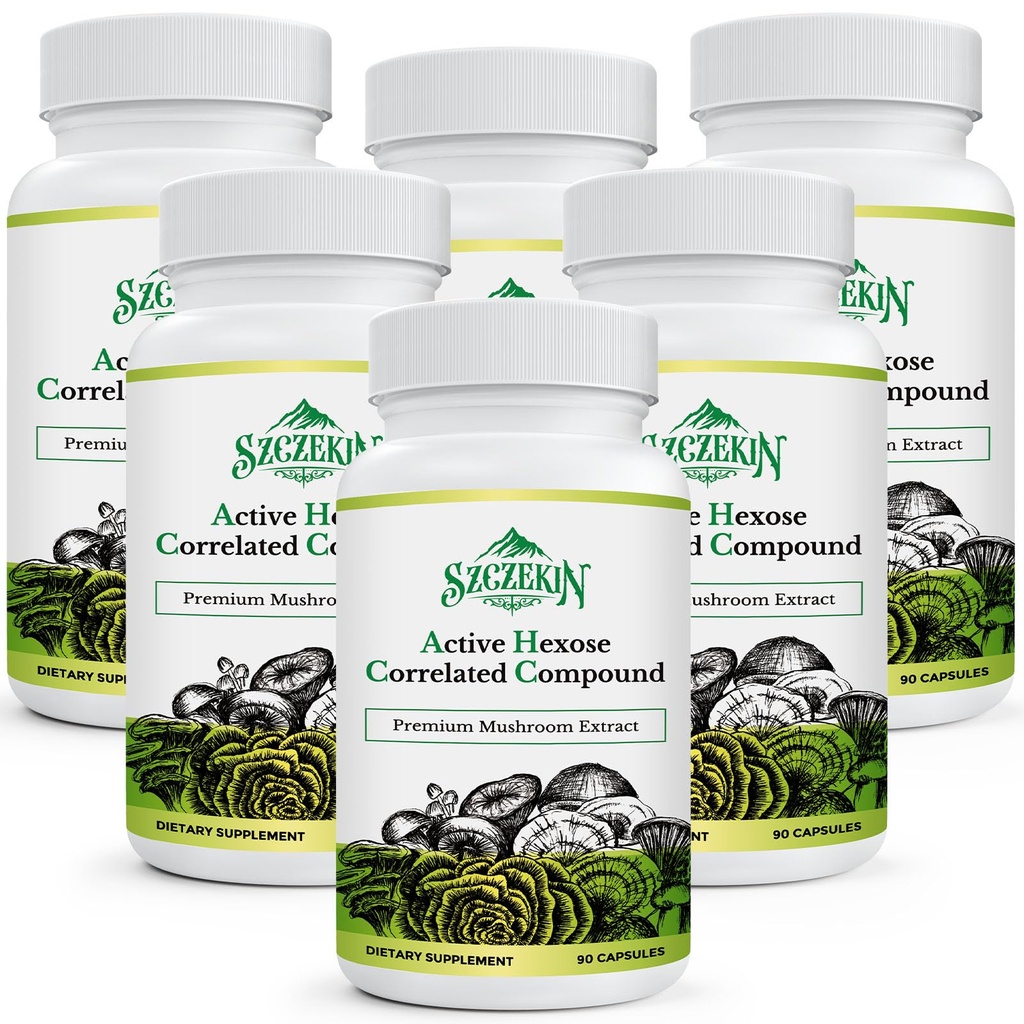 Active Hexose Correlated Compound 1500 mg Supplement, Natural 8 Mushroom Extract Supplement, Immunsystem, Leverfunktion, Natural Killer og T celler Aktivitet, 540 Veggie Kapsler