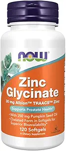 Nu Kosttilskud, Zink Glycinate med 250 mg Græskar Seed Oil, Understøtter Prostata sundhed *, 120 Softgels