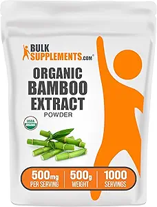 BulkSupplements.com Bamboo Extract Powder - Silica Kosttilskud, Bamboo Supplement - Herbal & Gluten Free, 500mg per Serving, 100g (3,5 oz) (Pack of 1)