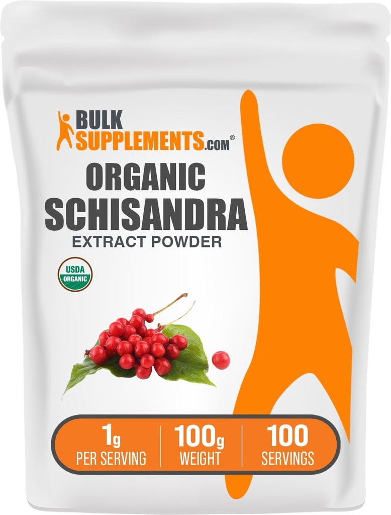 BulkSupplements.com Organic Schisandra Extract Powder - Schisandra Supplement, fra Schisandra Berries, Herbal Supplement - Gluten Free - 1g per Serving, 100g (3,5 oz) (Pack of 1)