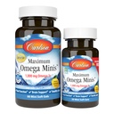 Carlson - Maximum Omega Minis, 1000 mg Omega-3s, Heart Function, Brain Support & Healthy Aging, Lemon, 60+20 Mini Softgels