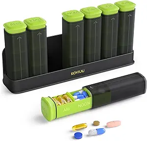 Ugentlig Pill Organizer 3X en dag, Aftagelig Pill Box 7 Dag, Stor 3 gange daglig Pill Case, Travel Pill Container Holder, Uge Medicin Dispenser Pillbox for Vitamin Supplement Medicin, Grøn