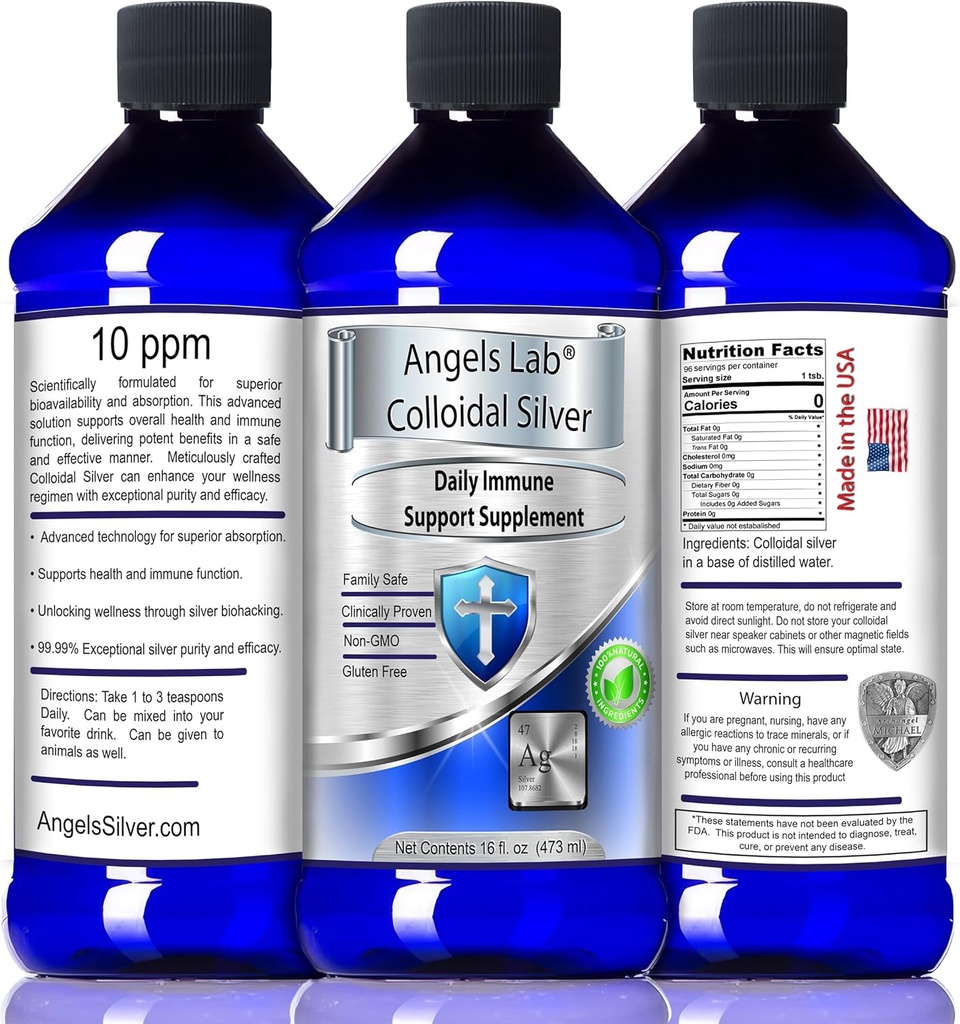 Kolloid sølv immunstøtte 10 PPM Nano Flydende 16oz