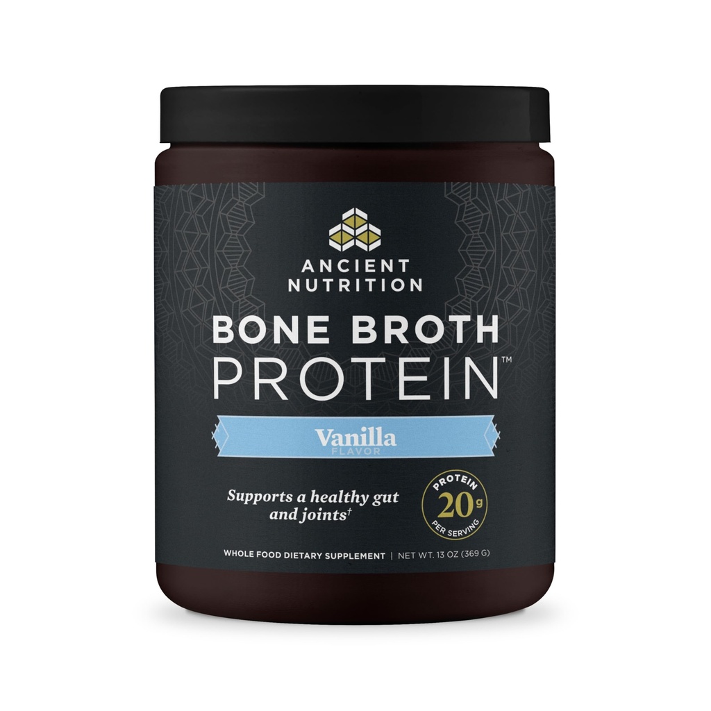 Ancient Nutrition Grass Fed, Bone Broth Protein Powder, 20g Protein, Hydrolyzed Collagen Peptides, Keto & Paleo Friendly, Supports Joint, Gut Health, Vanilla, 15 Servings