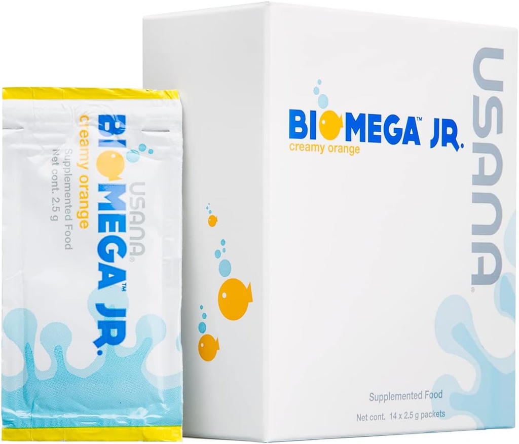 USANA BiOmega Jr. Fish Oil Supplement med Omega 3 Fedtsyrer til børn 4 + - 14 Pakninger