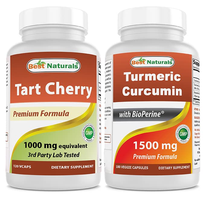 Tart Cherry Extract 1000 mg & Turmeric Curcumin 1500mg/Serving with Bioperine