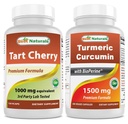 Tart Cherry Extract 1000 mg & Turmeric Curcumin 1500mg/Serving with Bioperine