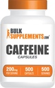 BulkSupplements.com Koffein 200mg kapsler - Supplement for energi Boost, Koffein piller 200mg - Gluten Free, 1 Kapsel per servering, 500 Greve (pakke med 1)
