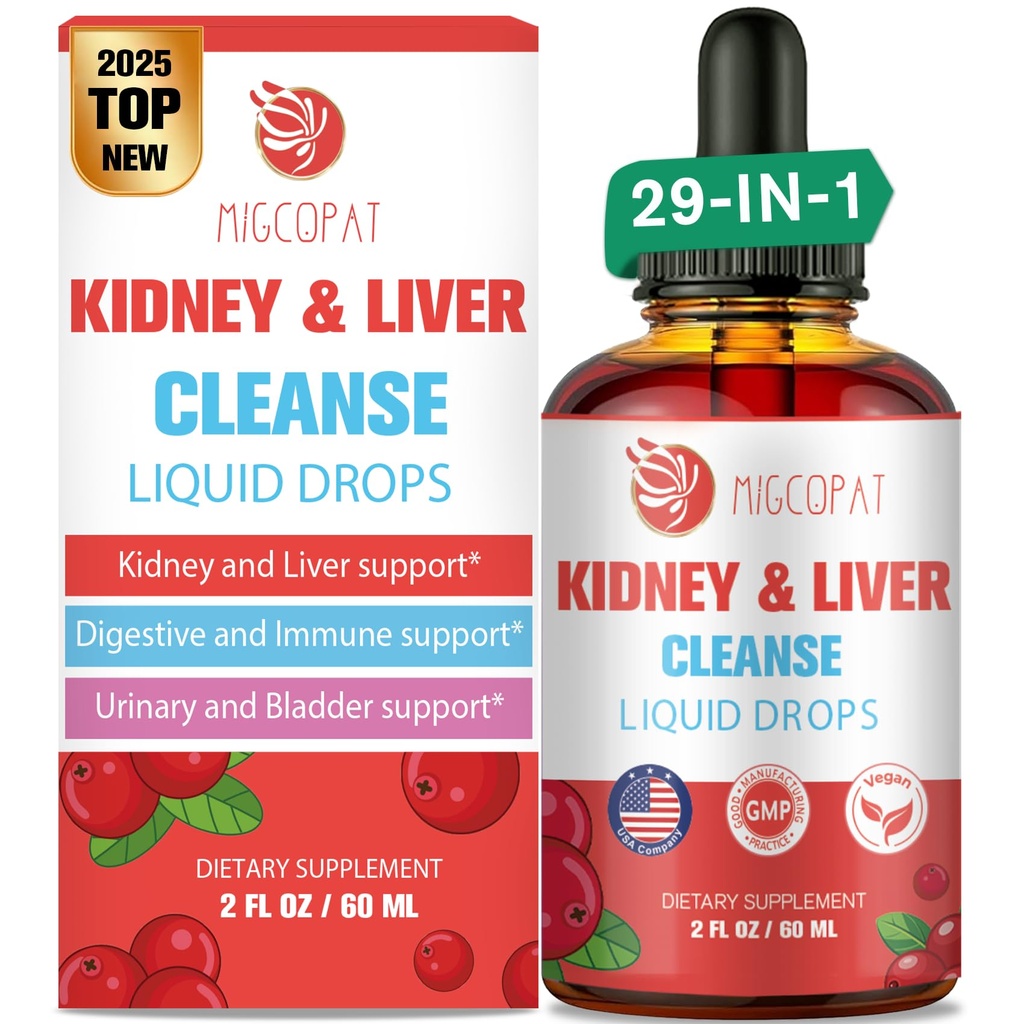 Nyre og lever rense Detox & reparation dråber, Tranebær og mælk tidsel tillæg med Artiskoke, Astragalus, Horsetail - Natural Herbal til lever, Nyre, Urinveje, Bstige, 60ml