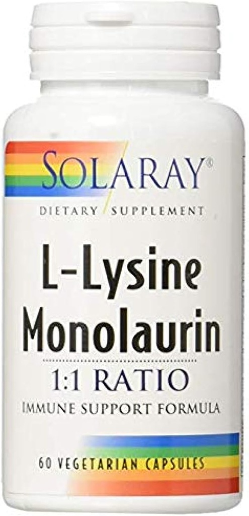 Solaray L- Lysin Monolaurin 1: 1 Ratio, 60 Kapsler (2 Pack)