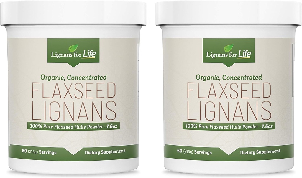 Lignans for Life - Natural Bulk Ground Flaxseed Powder - Omega 3 & 6 Fedtsyrer Fyldt High Fiber Antioxidanter - Støtte sundt hjerte & hår, sundt immunsystem - 60 Servere 80mg per fane, 2 Pack