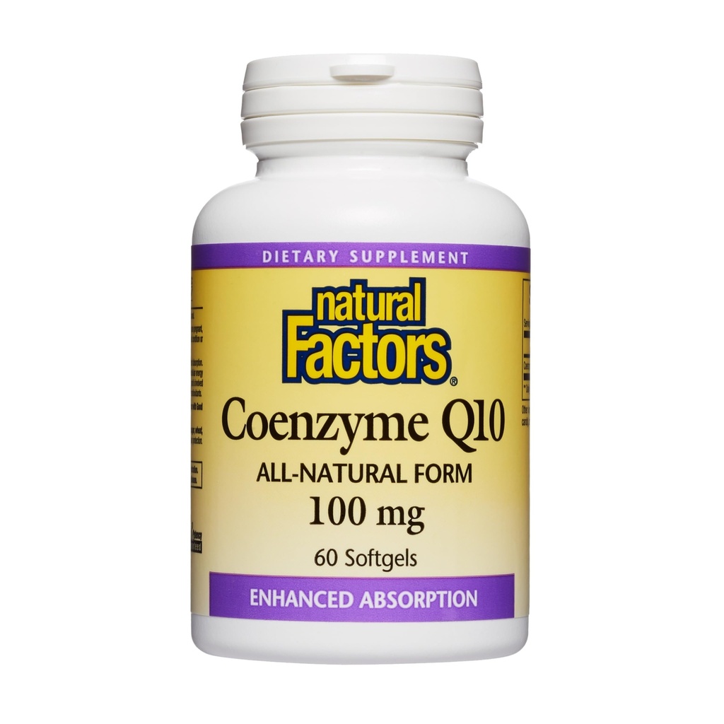 Naturlige faktorer Coenzym Q10 - Antioxidant Support Understøtter Cellular Energy Production - Bedre Absorption Aids Sunde hjerte funktion - 100 mg, 60 Softgels (60 Servere)