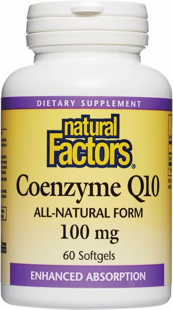 Naturlige faktorer Coenzym Q10 - Antioxidant Support Understøtter Cellular Energy Production - Bedre Absorption Aids Sunde hjerte funktion - 100 mg, 60 Softgels (60 Servere)