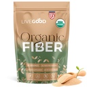 LIVEGOOD Organic Fiber Powder with Agave Inulin, Psyllium Husk, Pea Fiber, 10 Plant-Based Sources for Digestion Detox, Gut Support and Daily Wellness, Organic Fiber Supplement (30 Servings)