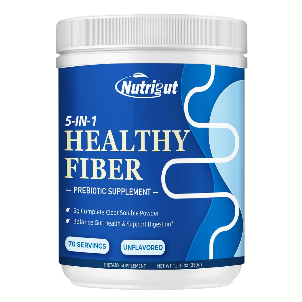 Fiber Supplement - Prebiotic Fiber Supplement Powder, 5g Soluble Fiber Powder with Acacia & Inulin for Daily Digestive Health & Regularity, Gluten & Sugar Free, Vegan, Unflavored - 70 Servings