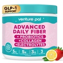 6-in-1 Daily Prebiotic Fiber Powder for Gut & Digestive Health, GLP-1 Friendly, Sugar Free Fiber Supplement Powder with Probiotics, Collagen Peptides & Electrolytes - For Women & Men - 7.8 OZ