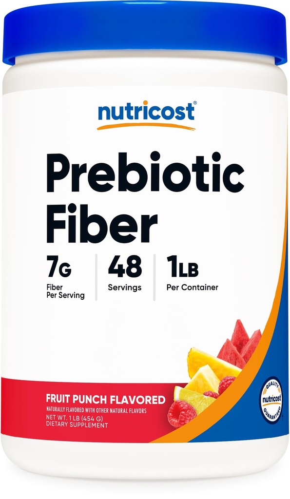 Nutricost Prebiotic Fiber Fruit Punch Flavored (1 Pound) - Vegan, Gluten-Free, GMO-Free