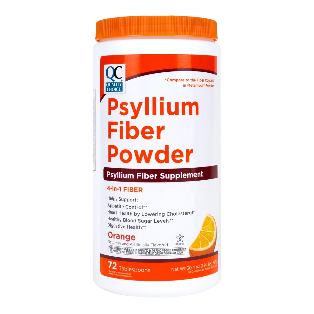 Quality Choice Psyllium Fiber Powder, Original Formula, 72 Doses for Daily Digestive System Support. Promotes Regularity with Gentle Soluble Fiber in Convenient Powder Formula