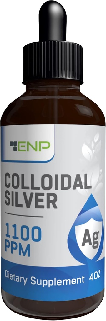 Colloidal Silver Liquid 1100 ppm | Extra Strength Silver Liquid Supplement | 4 oz Amber Glass Bottle with Dropper