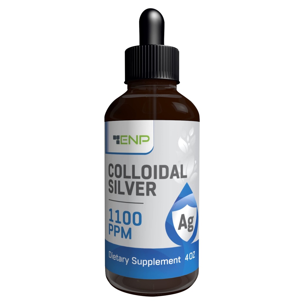 Kolloid sølv Flydende 1100 ppm; Ekstra styrke Sølv Væske Supplementet 124; 4 oz Amber Glas Flaske med Dropper