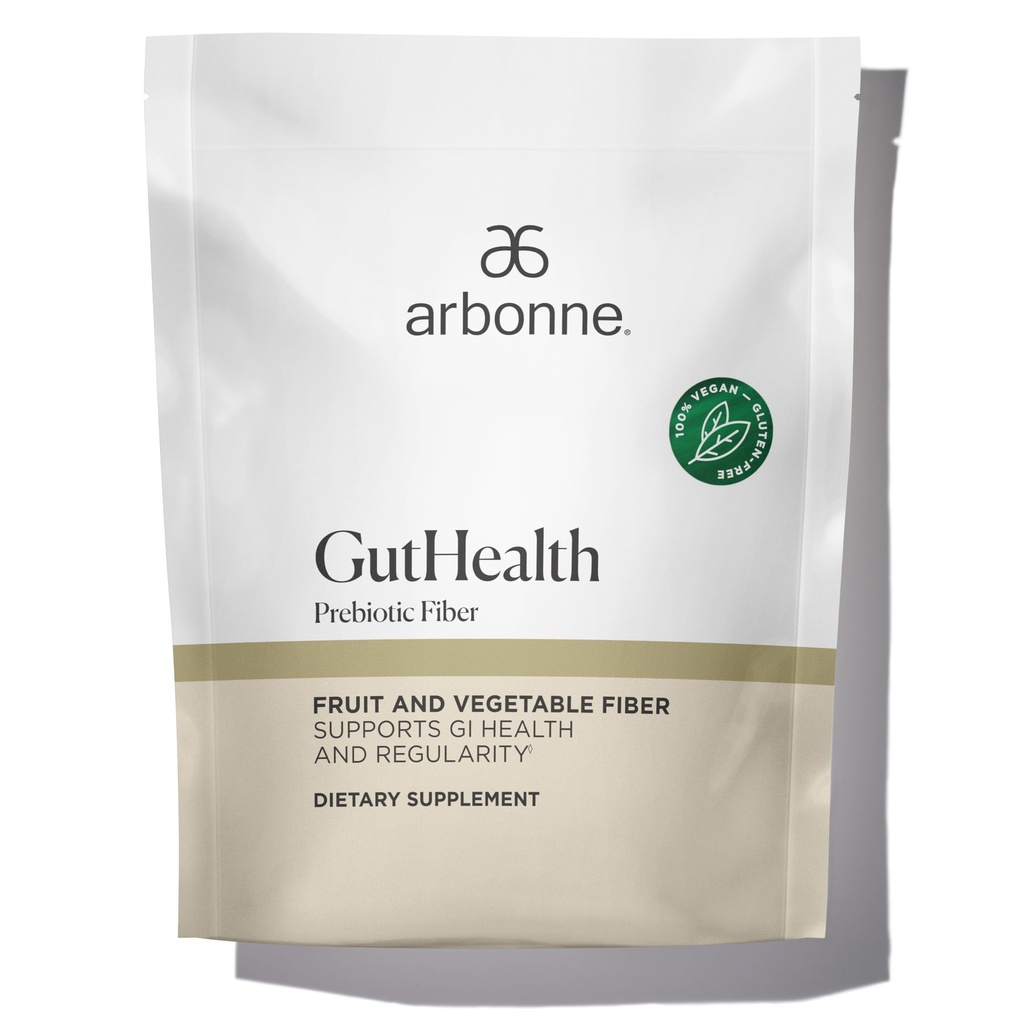 GutHealth Prebiotic Fiber – 12g Soluble Fiber including Inulin for gastrointestinal health, Regularity, Satiety, and Daily Gut Wellness; Easy to Mix Into Drinks or Food, 30 servings, by Arbonne.