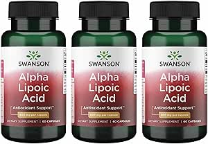 Swanson Alpha Lipoic Acid - Natural Supplement Support Sunde blodtryksniveauer allerede inden for et normalt område - fremmer kulhydrat Metabolisme - (60 kapsler, 600 mg hver) (3 Pack)
