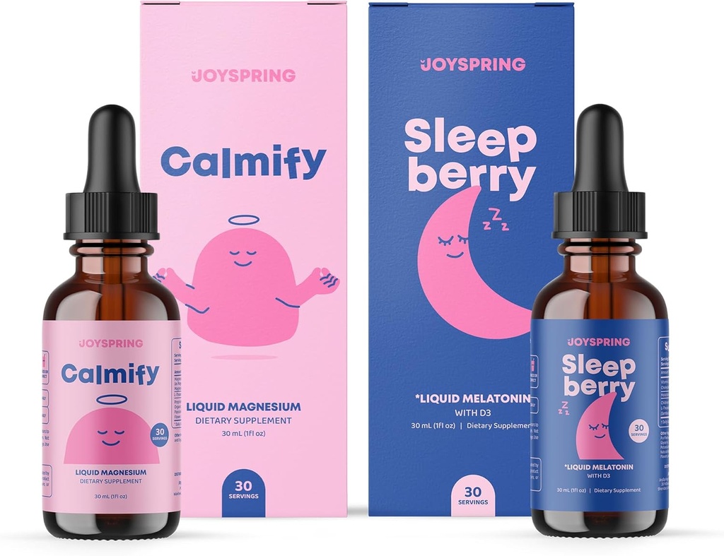 JoySpring Calmify Magnesium Glycinate and Liquid Melatonin for Kids
