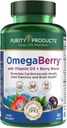 Renhed Produkter OmegaBerry Fish Oil med vitamin D3 og Organic Acai - 1250mg koncentreret Molekulært Destilleret Ultra Pure Omega-3 Fish Oil, 500mg DHA + 650mg EPA - 60 Soft Gels - 30 dages forsyning fra