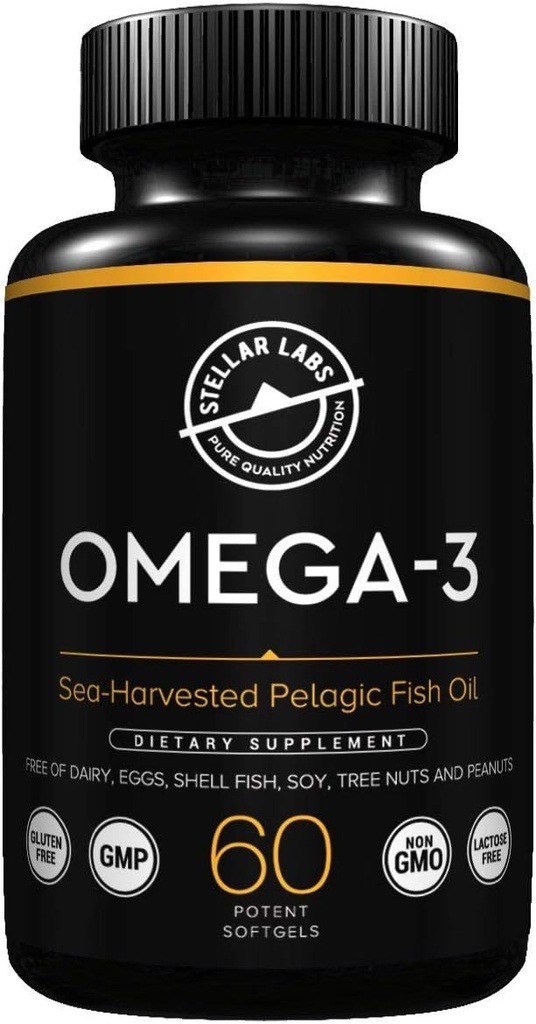 Stellar Labs Omega-3 Fish Oil Supplement - 60 CT LowFODMAP Certificeret